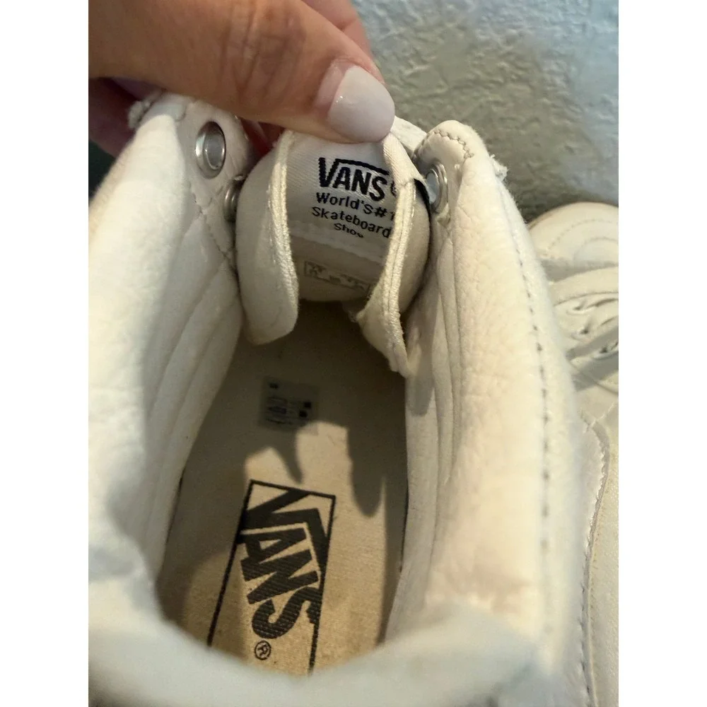 Vans Sk8-Hi High Top Sneakers Mens 7 Womens 8.5 True White Canvas Skate Shoes